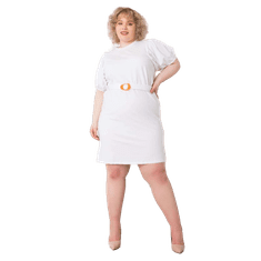 BASIC FEEL GOOD Dámské šaty s páskem plus size MYLAH bílé RV-SK-6636.88_365062 2XL