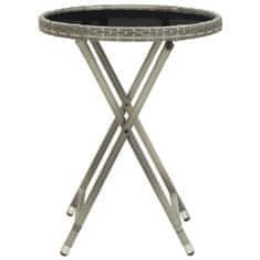 Greatstore Čajový stolek šedý 60 cm polyratan a tvrzené sklo