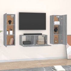 Greatstore 3dílný set TV skříněk šedý sonoma kompozitní dřevo