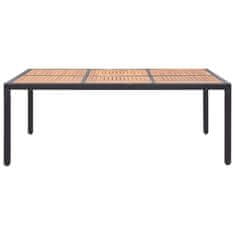 shumee Zahradní stůl černý 200x150x74 cm polyratan a akáciové dřevo