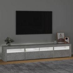 shumee TV skříňka s LED osvětlením betonově šedá 210x35x40 cm