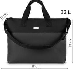 ZAGATTO Taška na cesty/víkend, extra velká, dámská unisex, s kapsou na telefon, 55x37x16 cm, 32L, víkendová taška, taška na cvičení, s nastavitelným ramenním popruhem, černá, ZG761
