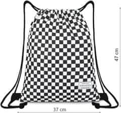 ZAGATTO Pánský Dámský unisex sportovní vak na cvičení černobílý, Gymsack, kostkovaný, 37 cm x 47 cm, batoh na cvičení, městský batoh, školní batoh, lehký, prostorný, odolný, se stahovací šňůrkou, ZG709