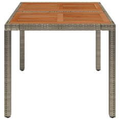 Greatstore Zahradní stůl s dřevěnou deskou šedý 90 x 90 x 75 cm polyratan