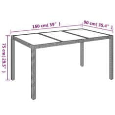 shumee Zahradní stůl se skleněnou deskou šedý 150x90x75 cm polyratan