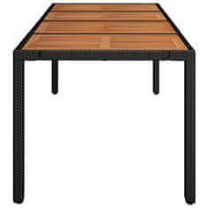 shumee Zahradní stůl s dřevěnou deskou černý 190x90x75 cm polyratan