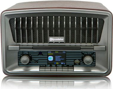 radiopřijímač v klasickém stylu roadstar HRA-270CD+BT cd přehrávač aux in Bluetooth technologie funkce duál alarmu usb port lcd displej fm rds dab tuner
