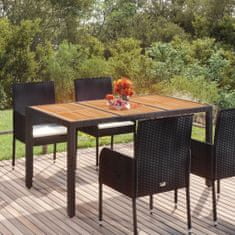 shumee Zahradní stůl s dřevěnou deskou černý 150x90x75 cm polyratan
