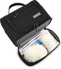 ZAGATTO Černá velká kosmetická taška dámská/pánská, cestovní kosmetická taška s háčkem na zavěšení, kosmetická taška, snadno přenosná, dvě přihrádky a devět kapes, dvojitý zip, 24x27x16 / ZG831