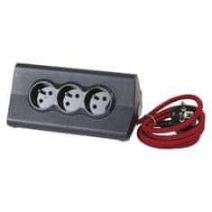 LEGRAND prodlužovací kabel 1,5 m / 3 zásuvky / s USB / černá-červená / PVC / 1,5 mm2 1920110008 - rozbaleno