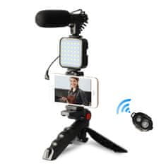 BEMI INVEST Vlogovací set pro smartphone - držák, světlo, stativ a mikrofon