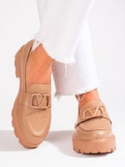 Vinceza Designové dámské hnědé polobotky na plochém podpatku, odstíny hnědé a béžové, 40