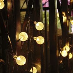 LUMILED Solární zahradní svítidlo LED světelný řetěz 5,8m GIRLANDA s 20x LED koule 3000K Teplá bílá