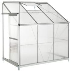 tectake Skleník 192x128x202cm Polykarbonátová přístavba ke zdi + základna