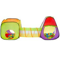 tectake Dětský stan a hrací domeček s tunelem s 200 míčky
