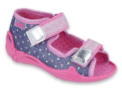 Befado dívčí sandálky PAPI 242P093 růžovo-modré, malá srdíčka velikost 19