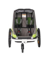 Hamax TRAVELLER - dvoumístný vozík za kolo vč. ramena + kočárkový set Green/Grey