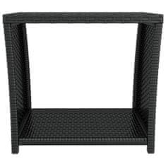 Greatstore Čajový stolek se skleněnou deskou černý polyratan a sklo