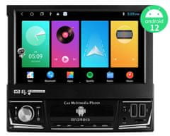 Hizpo 1DIN Android 12 GPS autorádio s výsuvným 7" LCD, CarPlay