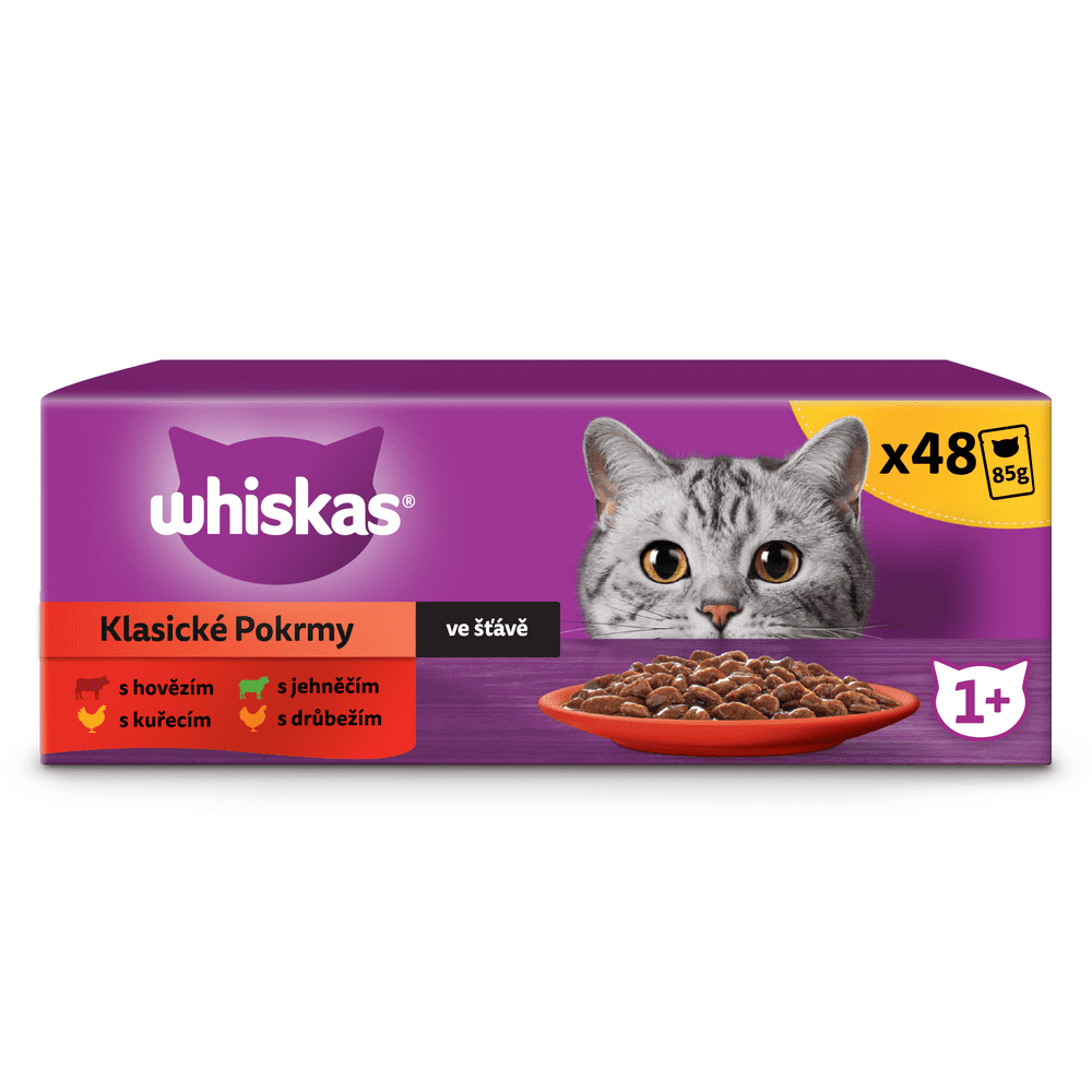 Levně Whiskas kapsičky klasický výběr ve šťávě pro dospělé kočky 48x 85g