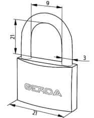 Gerda 20mm mosazný kombinovaný visací zámek