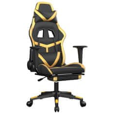 shumee Herní židle s podnožkou černá a zlatá umělá kůže