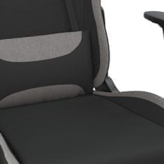 shumee Herní židle s podnožkou černá a světle šedá textil