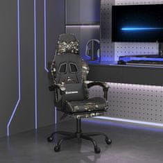 Vidaxl Herní židle s podnožkou černá a maskáčová umělá kůže