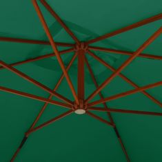 Greatstore Konzolový slunečník s dřevěnou tyčí 400 x 300 cm zelený