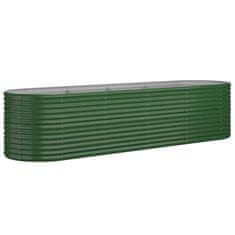 Vidaxl Zahradní truhlík práškově lakovaná ocel 296 x 80 x 68 cm zelený