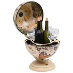 shumee Stolní globus bar stojan na víno eukalyptové dřevo bílý