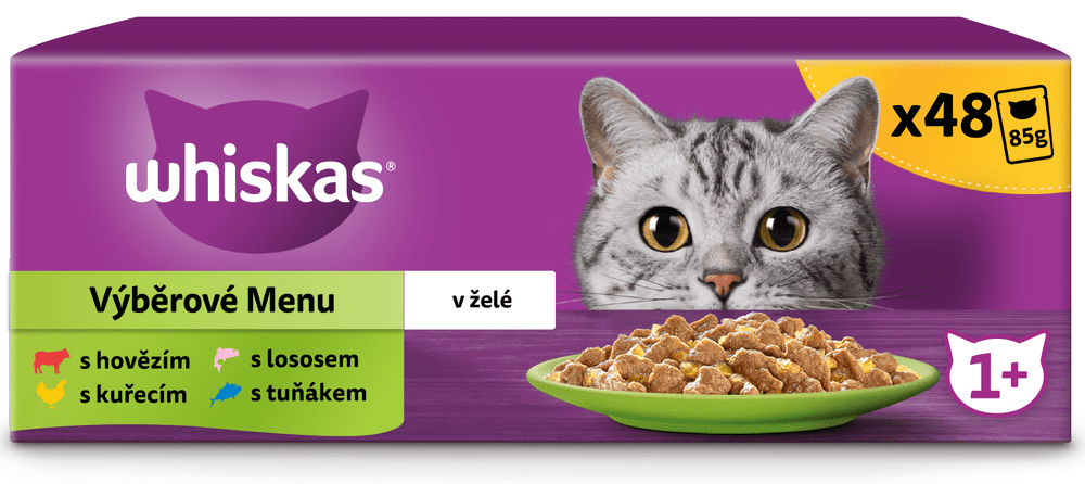 Levně Whiskas kapsičky výběrové menu v želé pro dospělé kočky 48x 85g