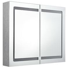 Greatstore LED koupelnová skříňka se zrcadlem betonově šedá 80x12x68 cm