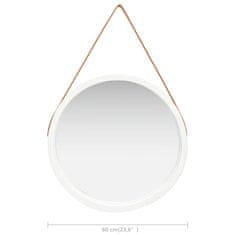 Vidaxl Nástěnné zrcadlo s popruhem 60 cm bílé