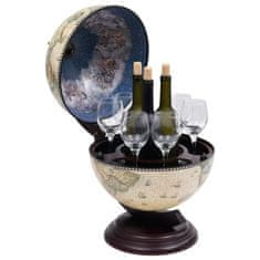 Greatstore Stolní globus bar stojan na víno eukalyptové dřevo zelený