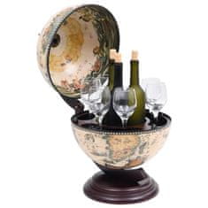 Greatstore Stolní globus bar stojan na víno eukalyptové dřevo bílý