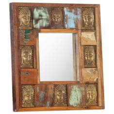 Vidaxl Zrcadlo s reliéfy Buddhy 50 x 50 cm masivní recyklované dřevo