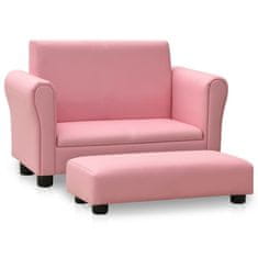 Greatstore Dětská sedačka s podnožkou růžová umělá kůže