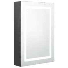 Greatstore LED koupelnová skřínka se zrcadlem šedá 50 x 13 x 70 cm