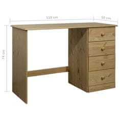 Greatstore Psací stůl se 4 zásuvkami 110 x 50 x 74 cm masivní borové dřevo