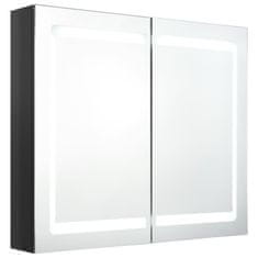 Petromila LED koupelnová skříňka se zrcadlem zářivě černá 80 x 12 x 68 cm