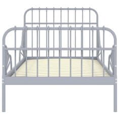 Vidaxl Prodloužitelný rám postele šedý kov 80 x 130/200 cm