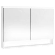 Greatstore Koupelnová skříňka se zrcadlem 80 x 15 x 60 cm MDF zářivě bílá