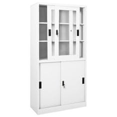 Vidaxl Kancelářská skříň s posuvnými dveřmi bílá 90 x 40 x 180 cm ocel