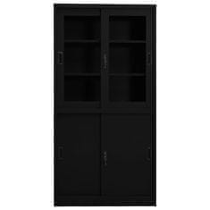 shumee Kancelářská skříň s posuvnými dveřmi černá 90x40x180 cm ocel