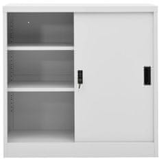 Greatstore Kancelářská skříň posuvné dveře světle šedá 90x40x90 cm ocel