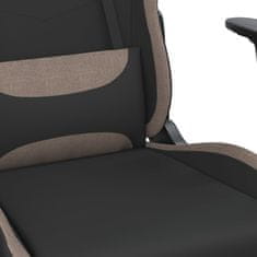 Vidaxl Masážní herní židle s podnožkou černá a taupe textil