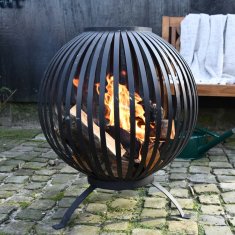 Petromila Esschert Design Koš na oheň kulovitý pruhy černý uhlíková ocel FF400