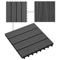 Vidaxl Terasové dlaždice 11 ks WPC embosované 30 x 30 cm 1 m2 černé