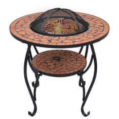 Vidaxl Mozaikový stolek s ohništěm terakotový 68 cm keramika